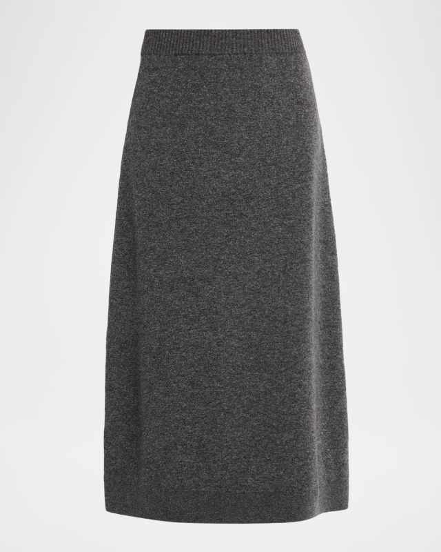A-Line Double Cashmere Midi Skirt